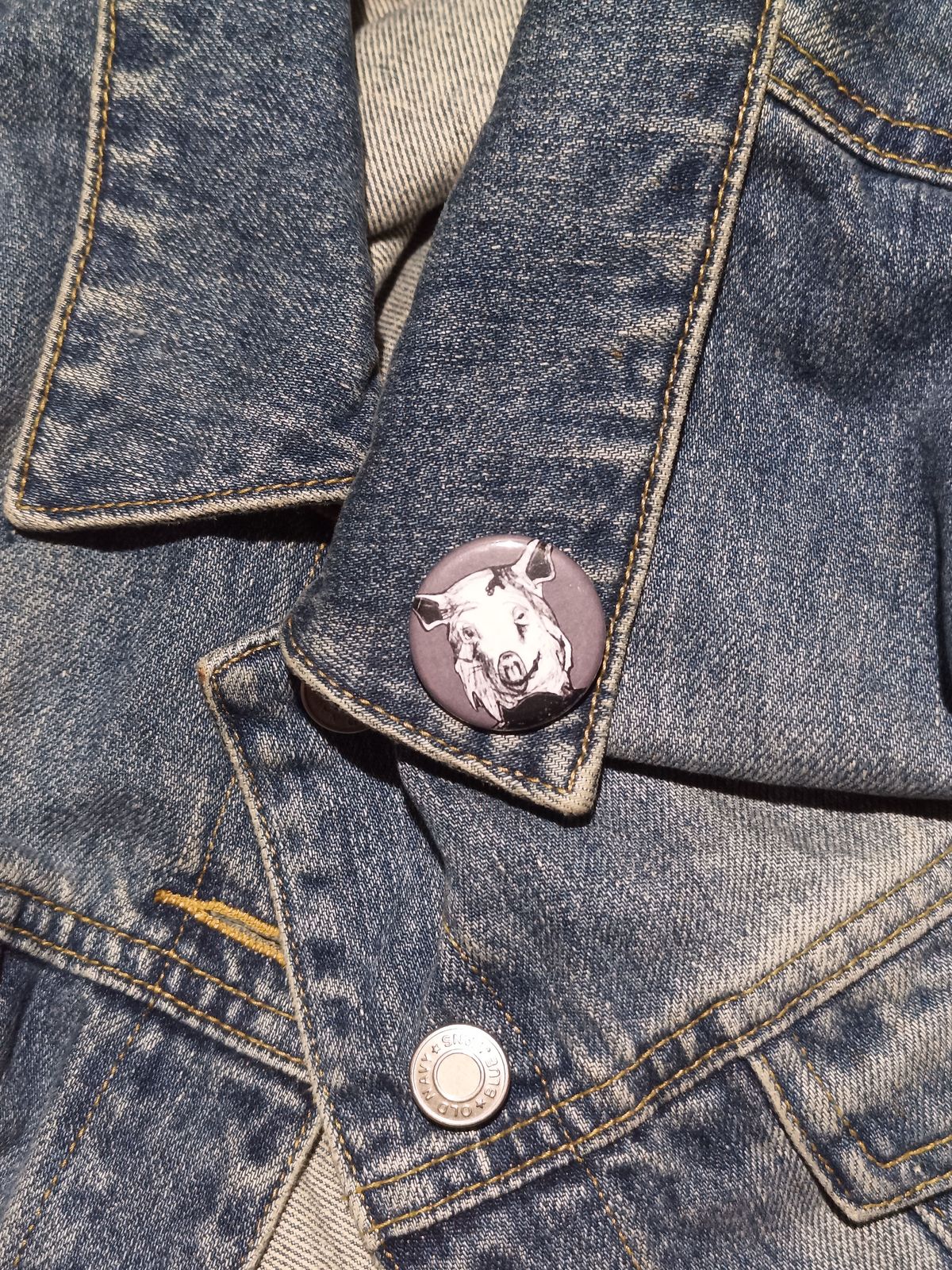 Piggy Man AHS Roanoke Button – Creepy Horror Fan Art Gift