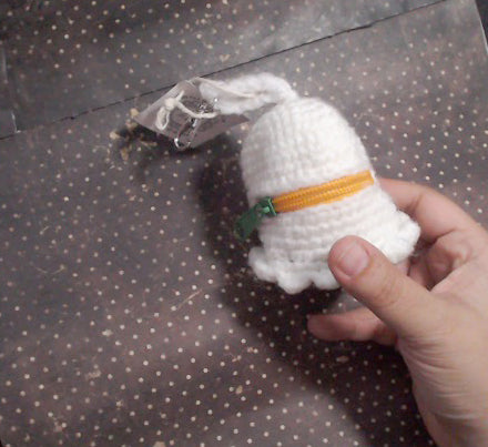 Ghostly Crocheted Zippered Pouch with Felt Eyes