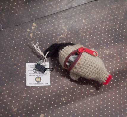 Shrunken Head Crocheted Zippered Pouch β One of a Kind