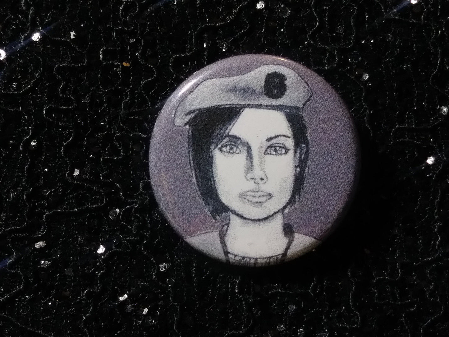Spooky Jill Valentine Pinback Buttons - Celebrate the Women of Horror with Classic Resident Evil Character Art!