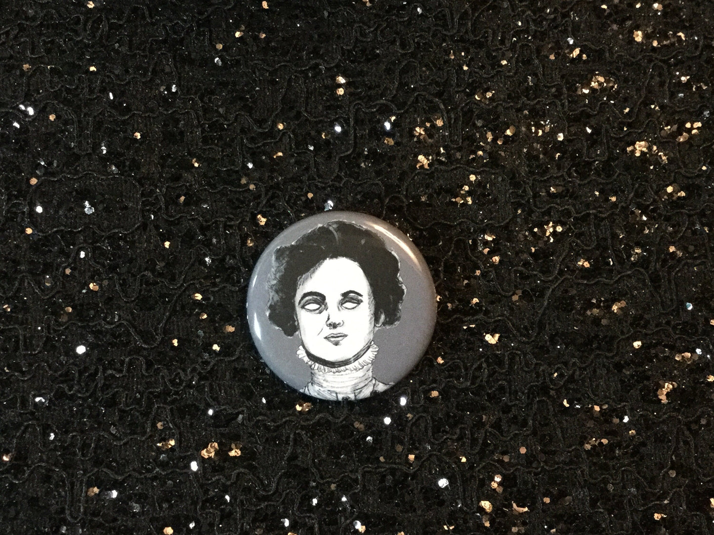 Emmeline Pankhurst Zombie pinback Button - Haunting Tribute to a Trailblazing Icon