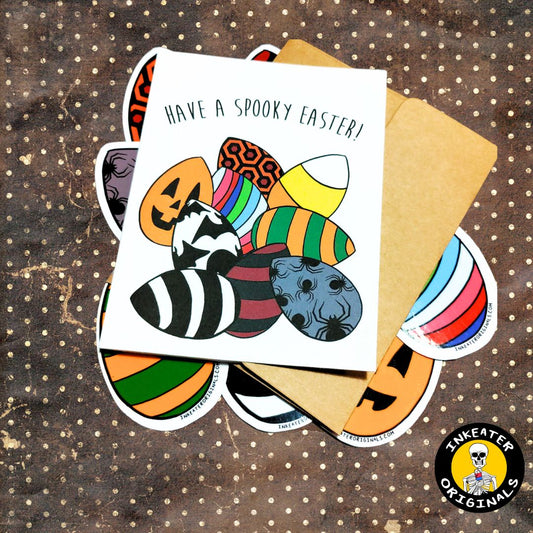 Creepy Easter Eggs Sticker w/ Have a Spooky Easter card