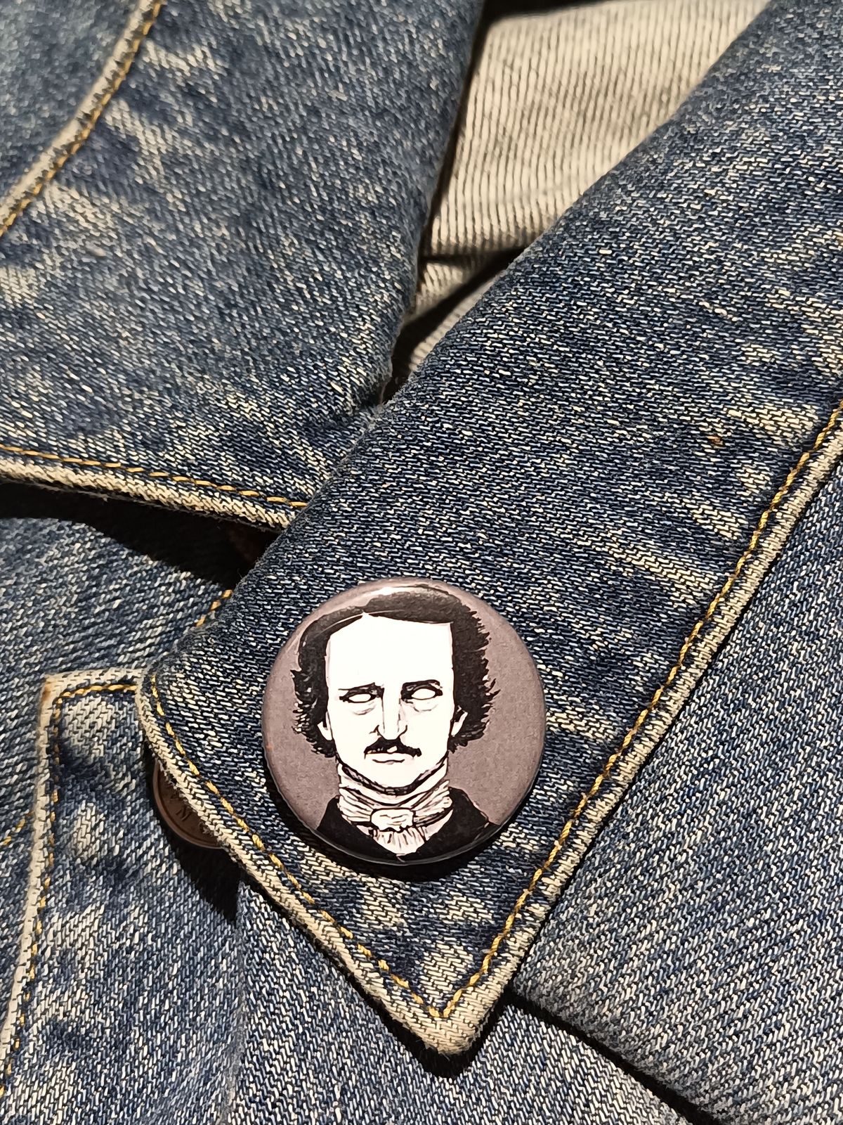 Edgar Allan Poe Zombie Pin – Macabre Gift for Writers & Horror Fans