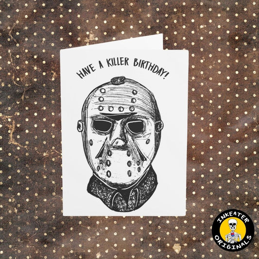 Hockey Mask Slasher Birthday Card