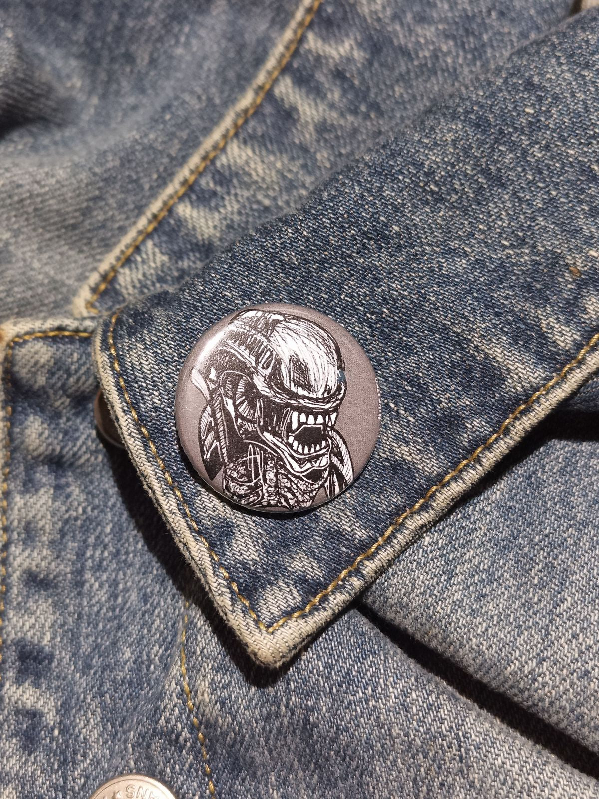Xenomorph Button | Cute Alien Horror Pinback Collectible