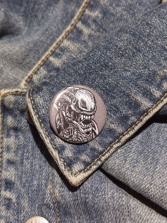 Xenomorph Button | Cute Alien Horror Pinback Collectible