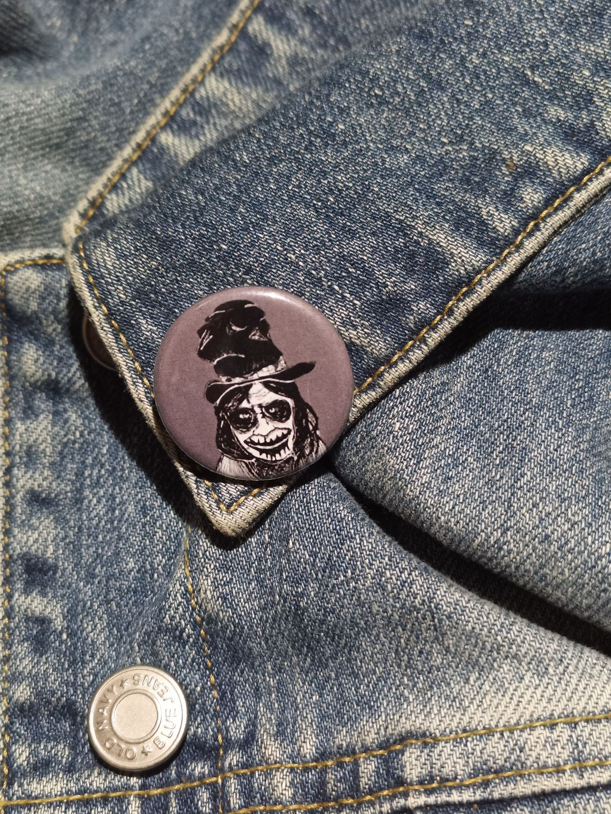 Babadook Button – Spooky Horror Pin for Cult Film Fans
