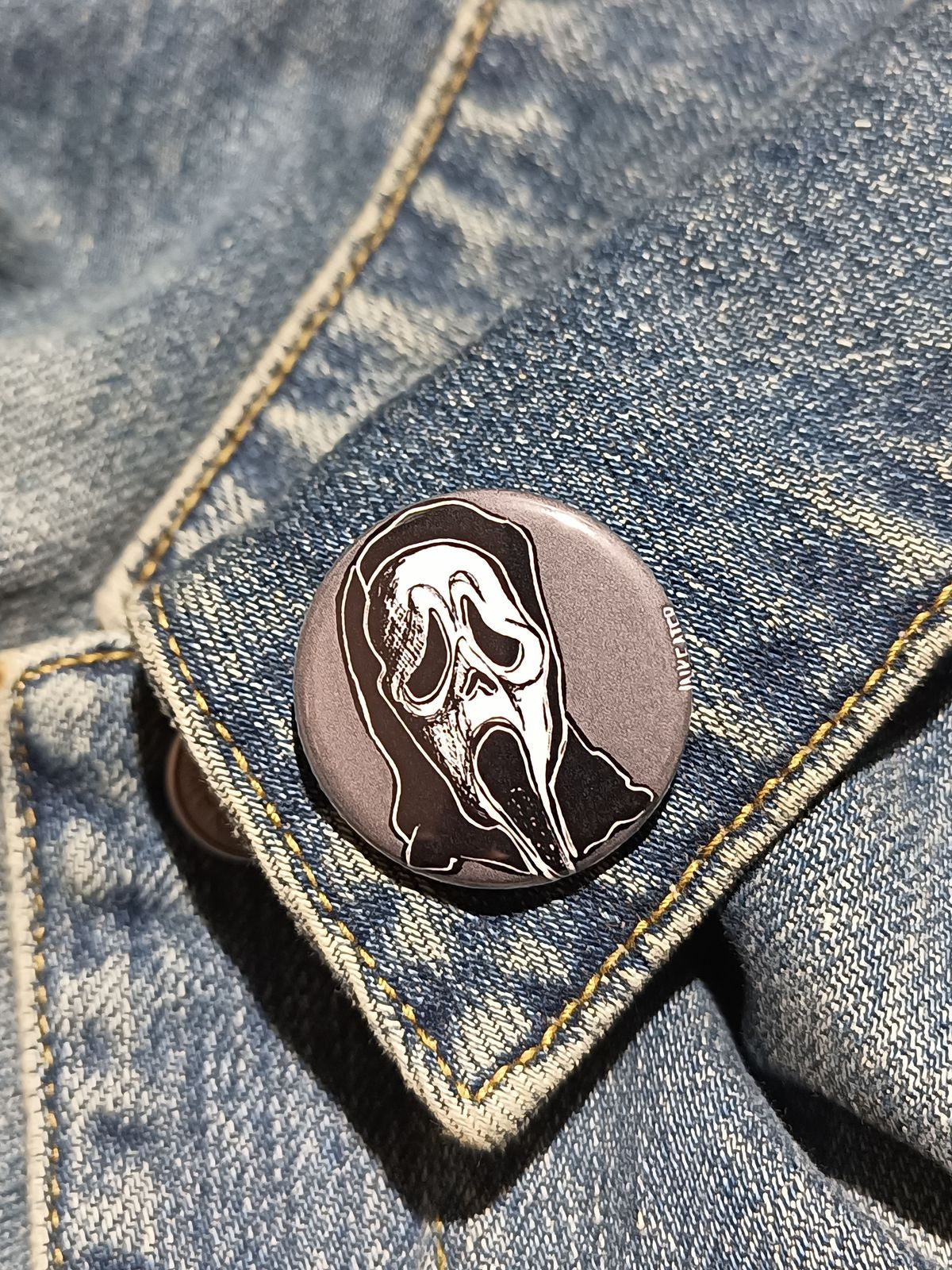 Masked Slasher Pin | Scream-Inspired Horror Button