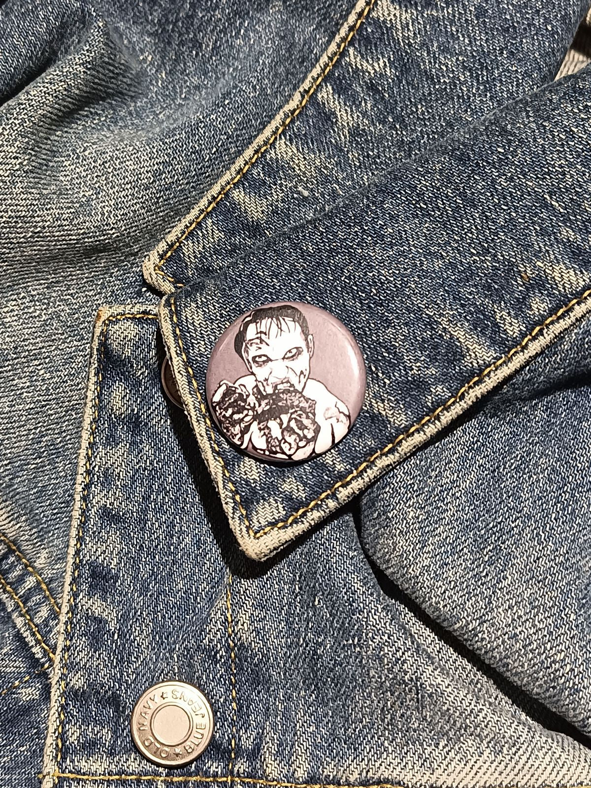 Zombie Eating Brains Pin | Creepy Horror Accessory Gift