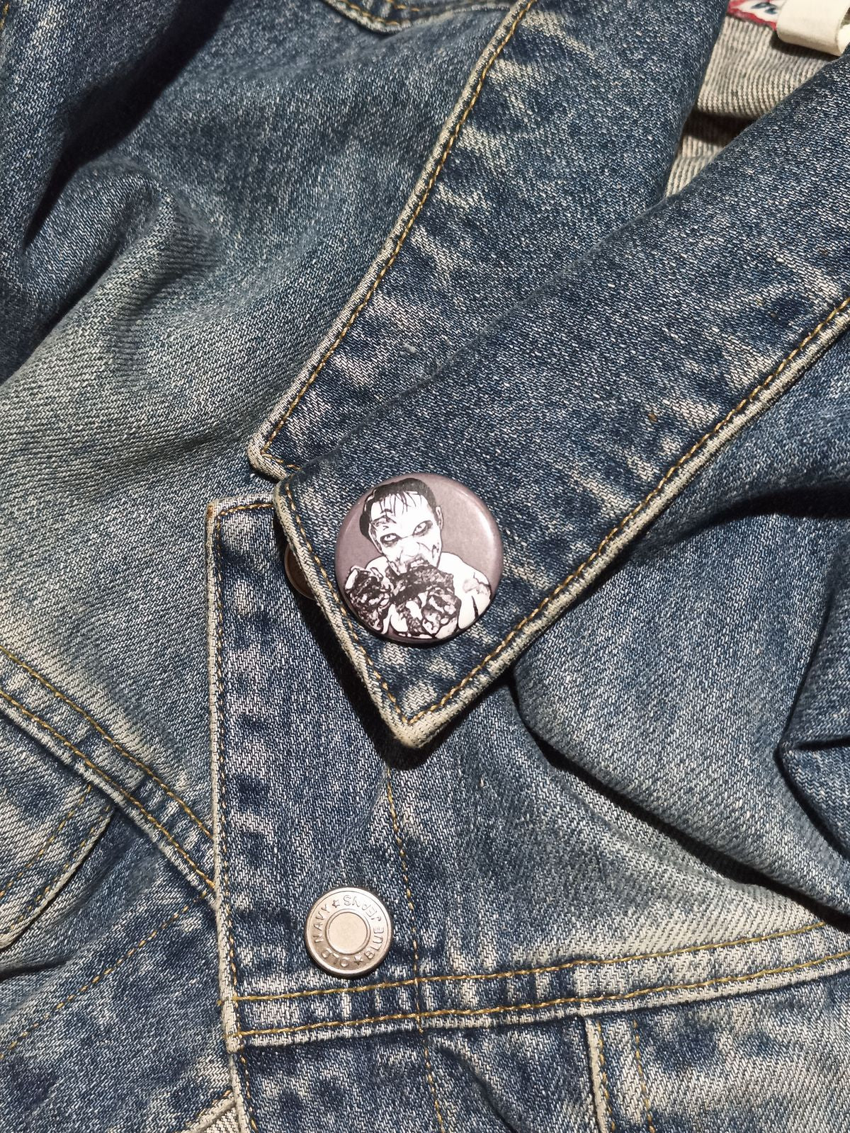 Zombie Eating Brains Pin | Creepy Horror Accessory Gift