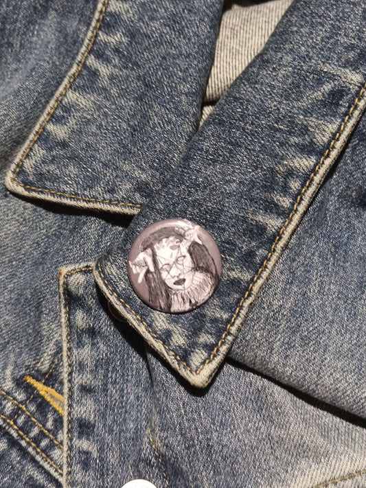 Satanist Clown AHS Cult Button – Creepy Horror Fan Art Pin