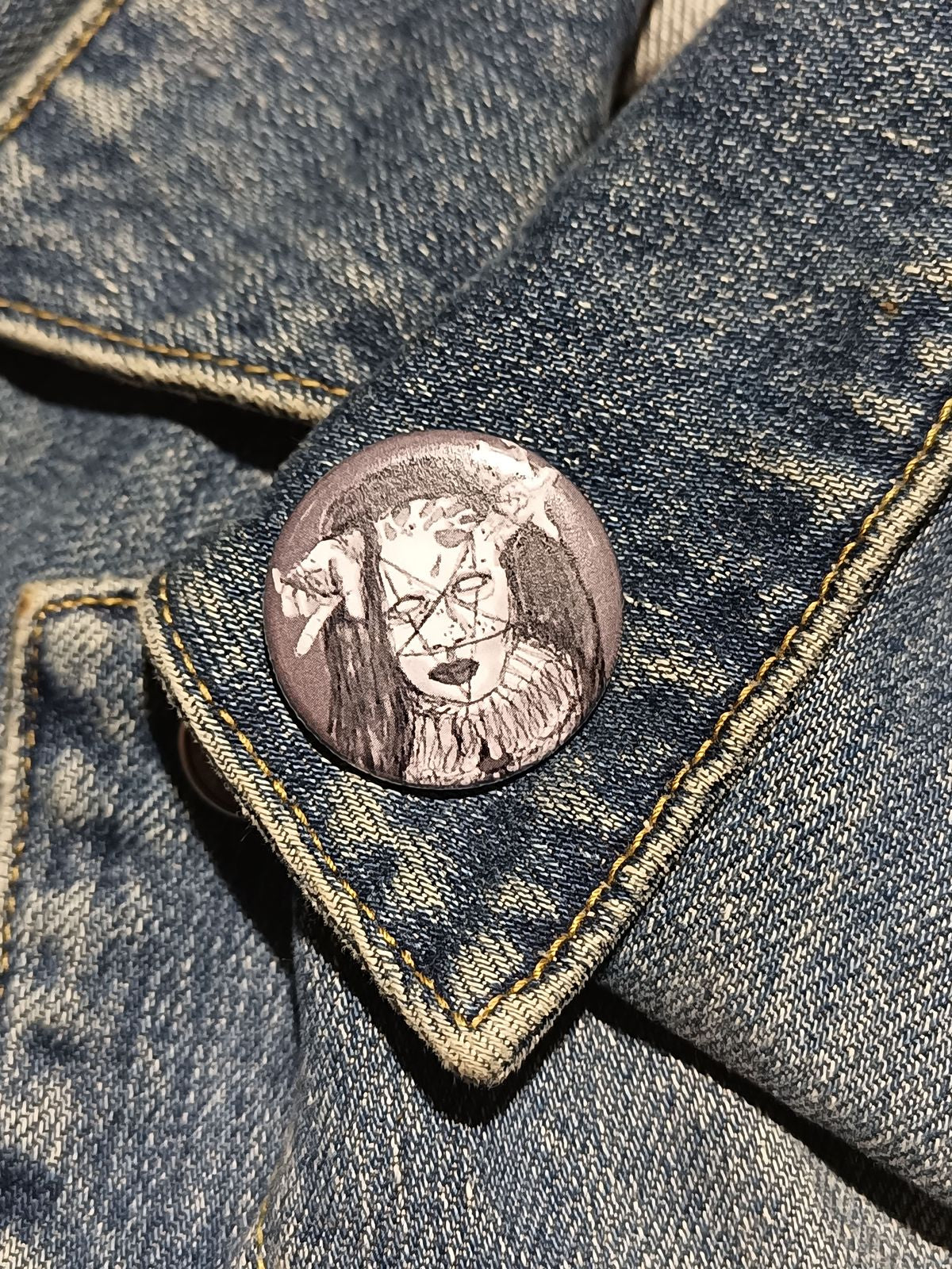Satanist Clown AHS Cult Button – Creepy Horror Fan Art Pin