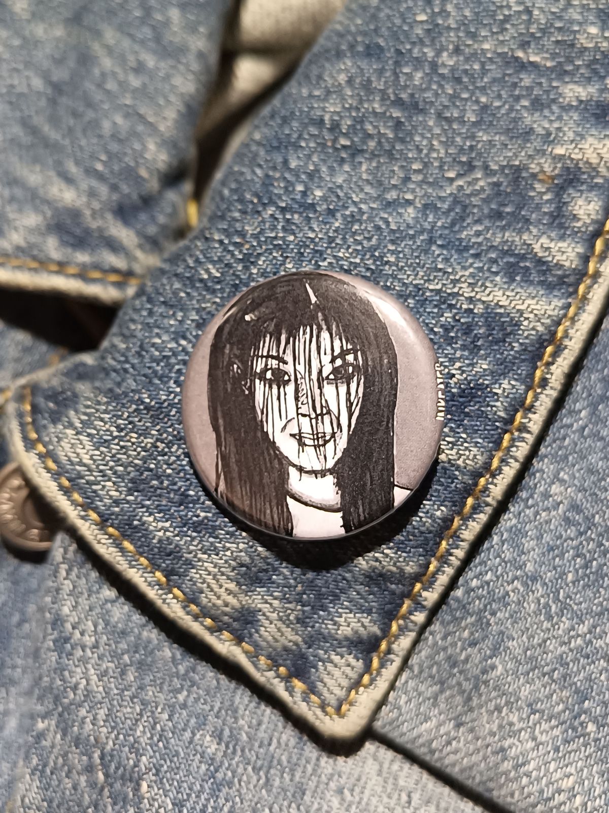 Kayako Saeki Horror Pin – 1.25" Grudge-Inspired Button Gift