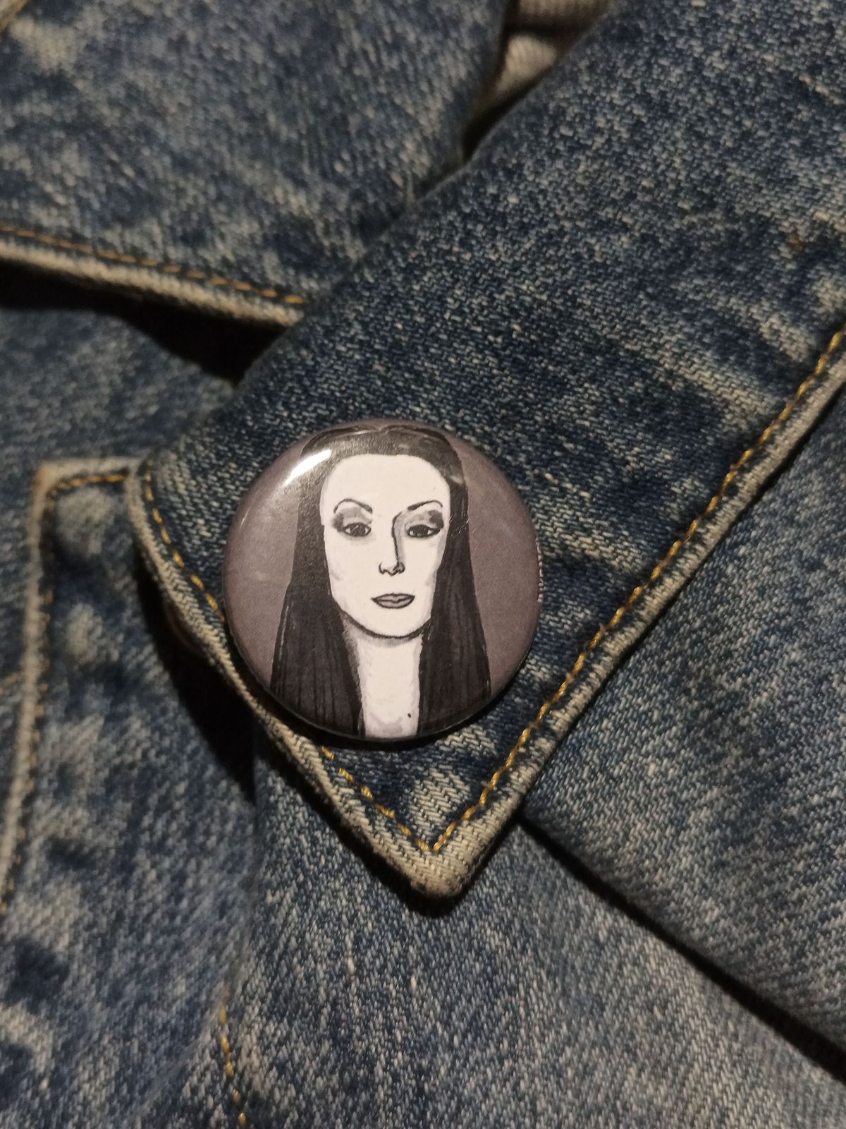 Morticia Addams Pinback Button – Gift for Horror Fans & Goths