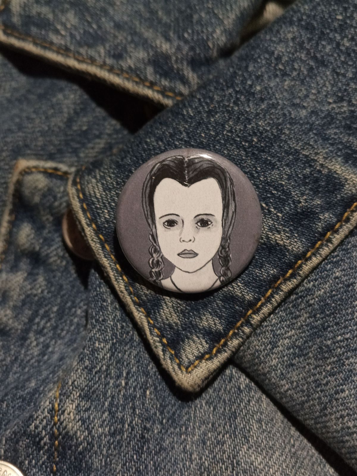 Wednesday Addams Pinback Button – Creepy Cute Gift for Fans