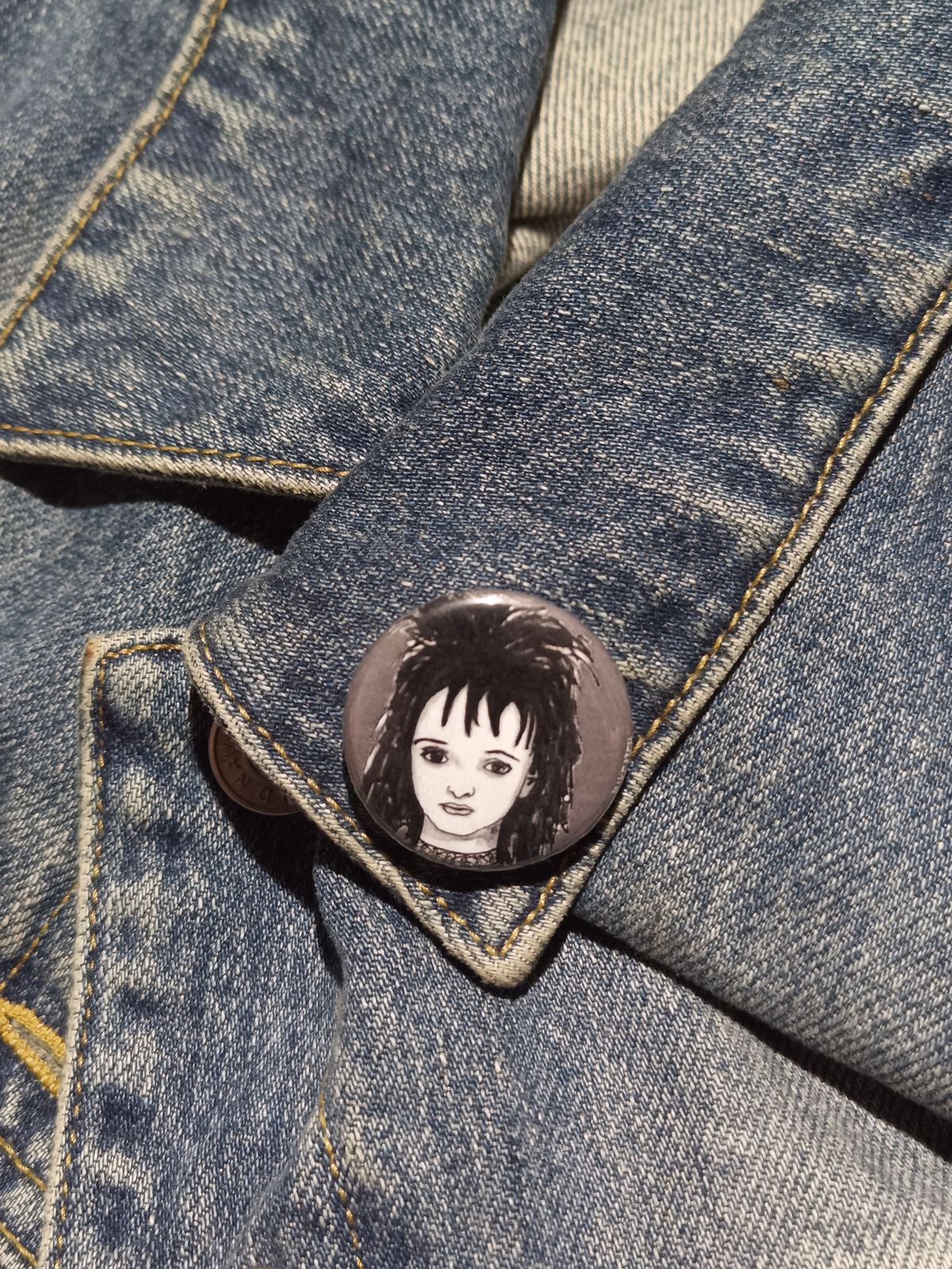 Lydia Deetz Beetlejuice Pinback Button – Gothic Horror Gift