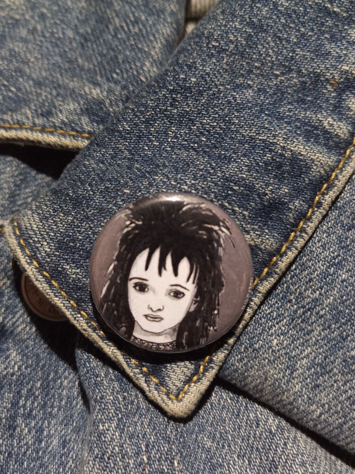 Lydia Deetz Beetlejuice Pinback Button – Gothic Horror Gift