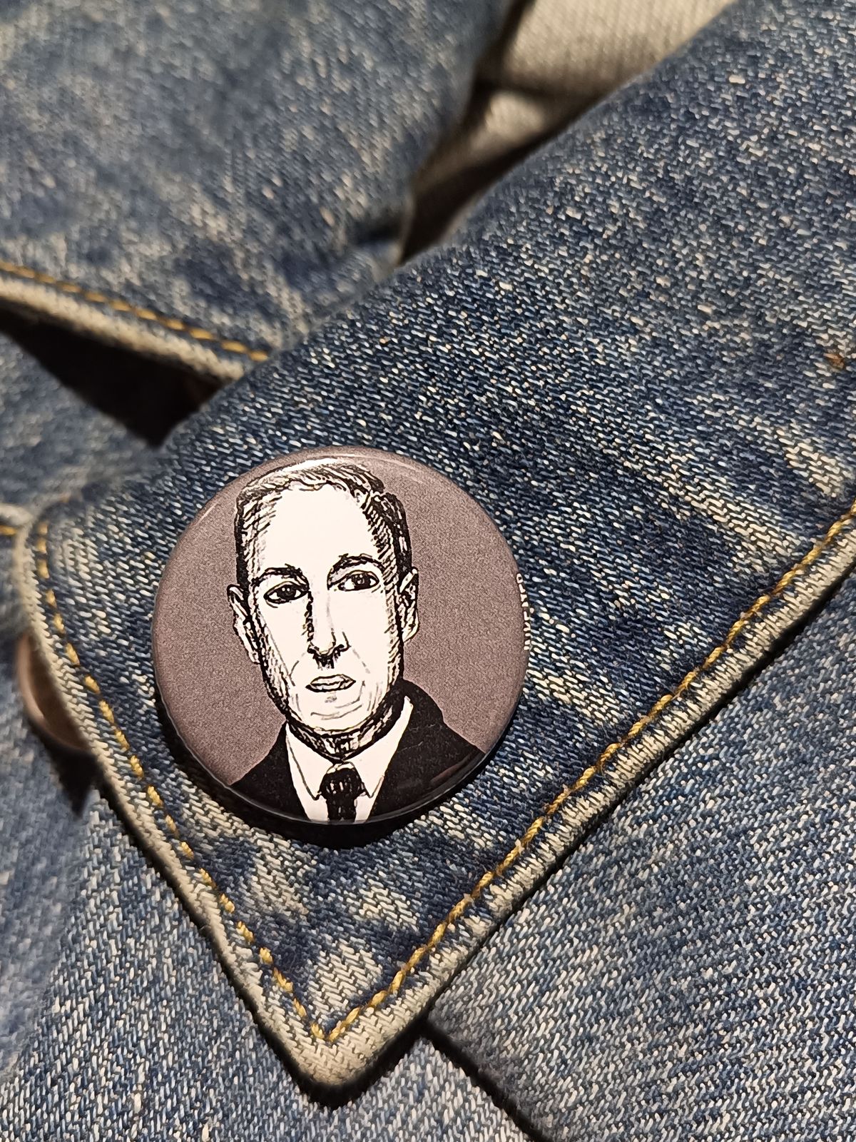 HP Lovecraft Pinback Button – Creepy Cosmic Horror Gift