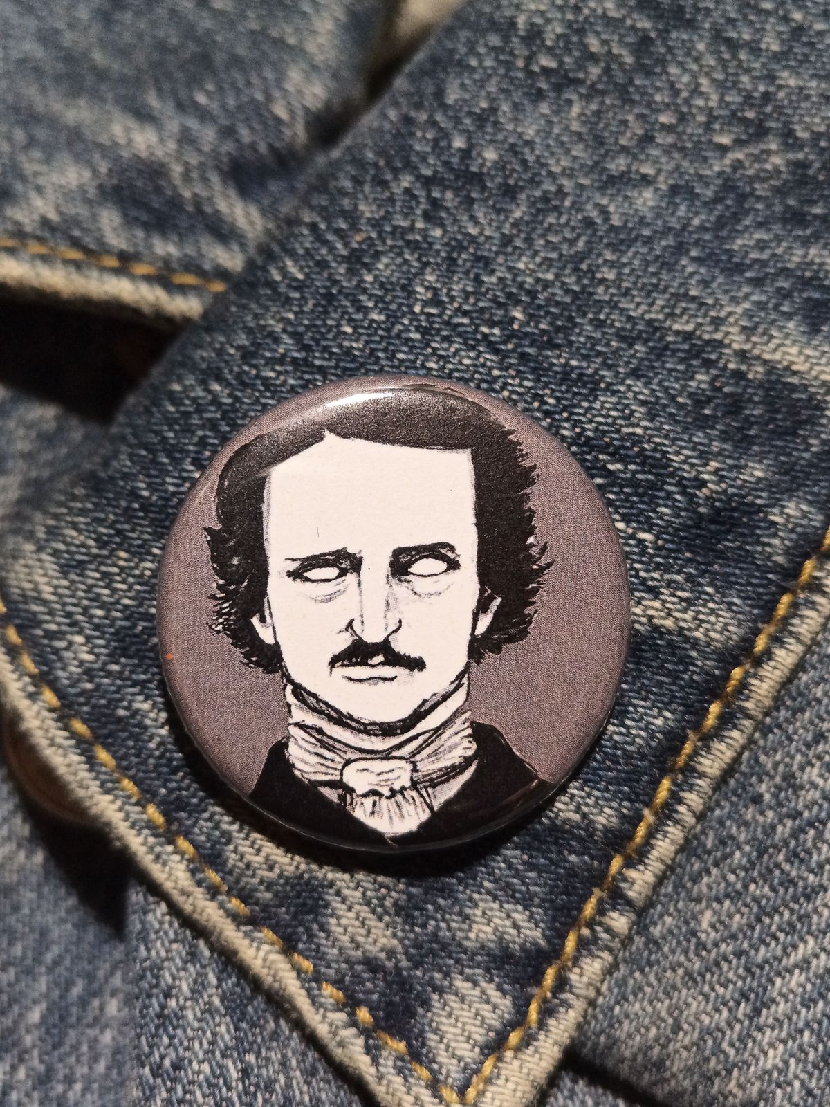 Edgar Allan Poe Zombie Pin – Macabre Gift for Writers & Horror Fans