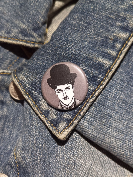 Charlie Chaplin Zombie Pinback Button - Quirky Gift for Zombie Lovers