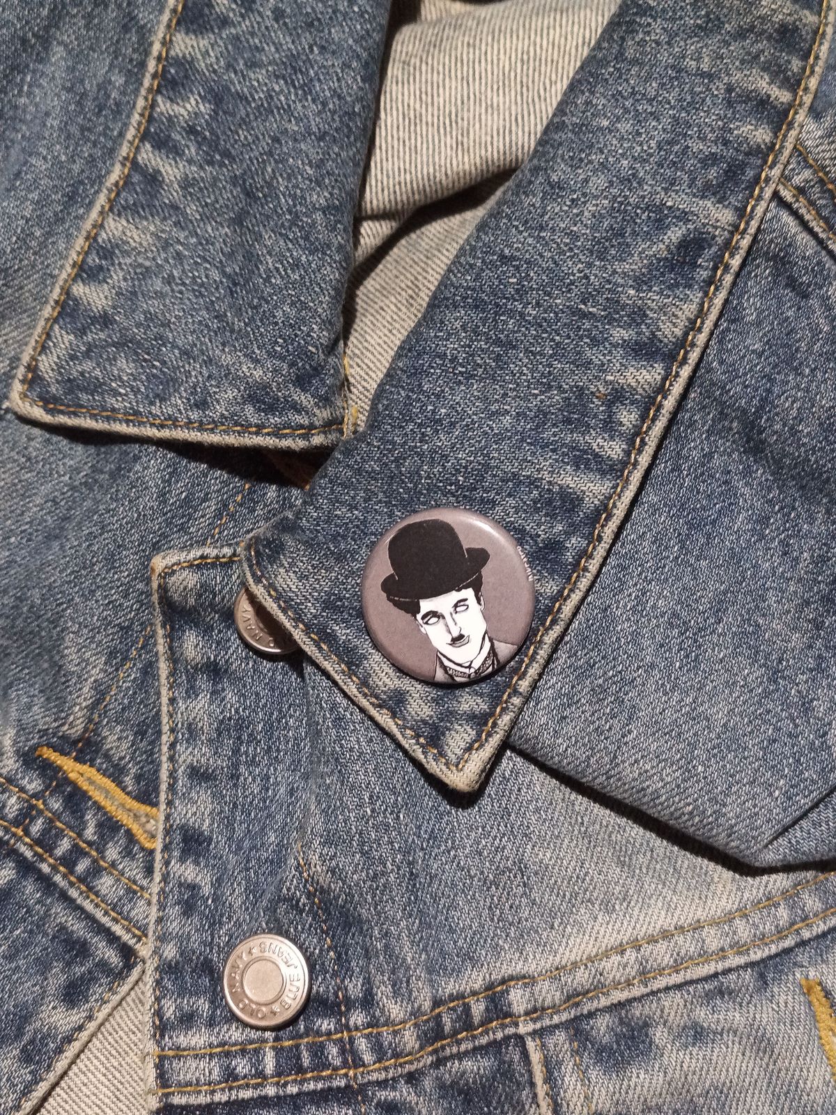 Charlie Chaplin Zombie Pinback Button - Quirky Gift for Zombie Lovers