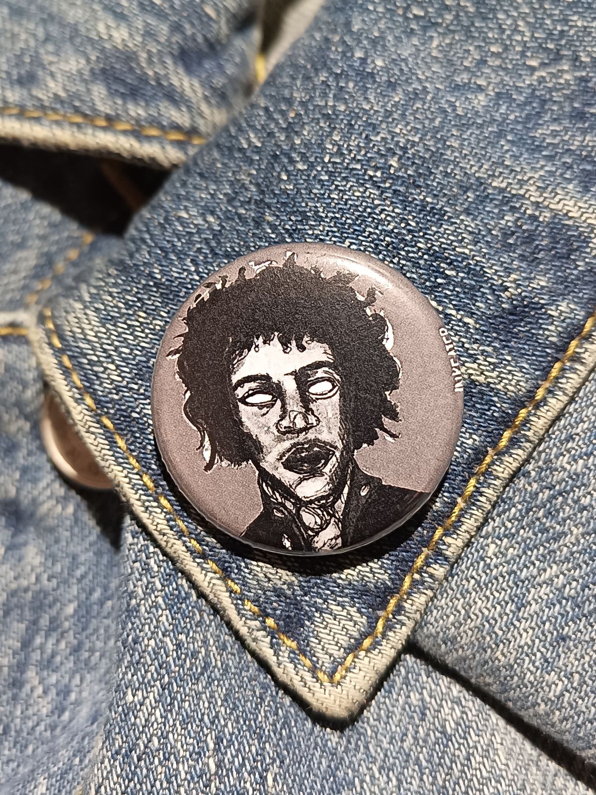 Jimi Hendrix Zombie Pin – Spooky Gift for Music & Horror Fans