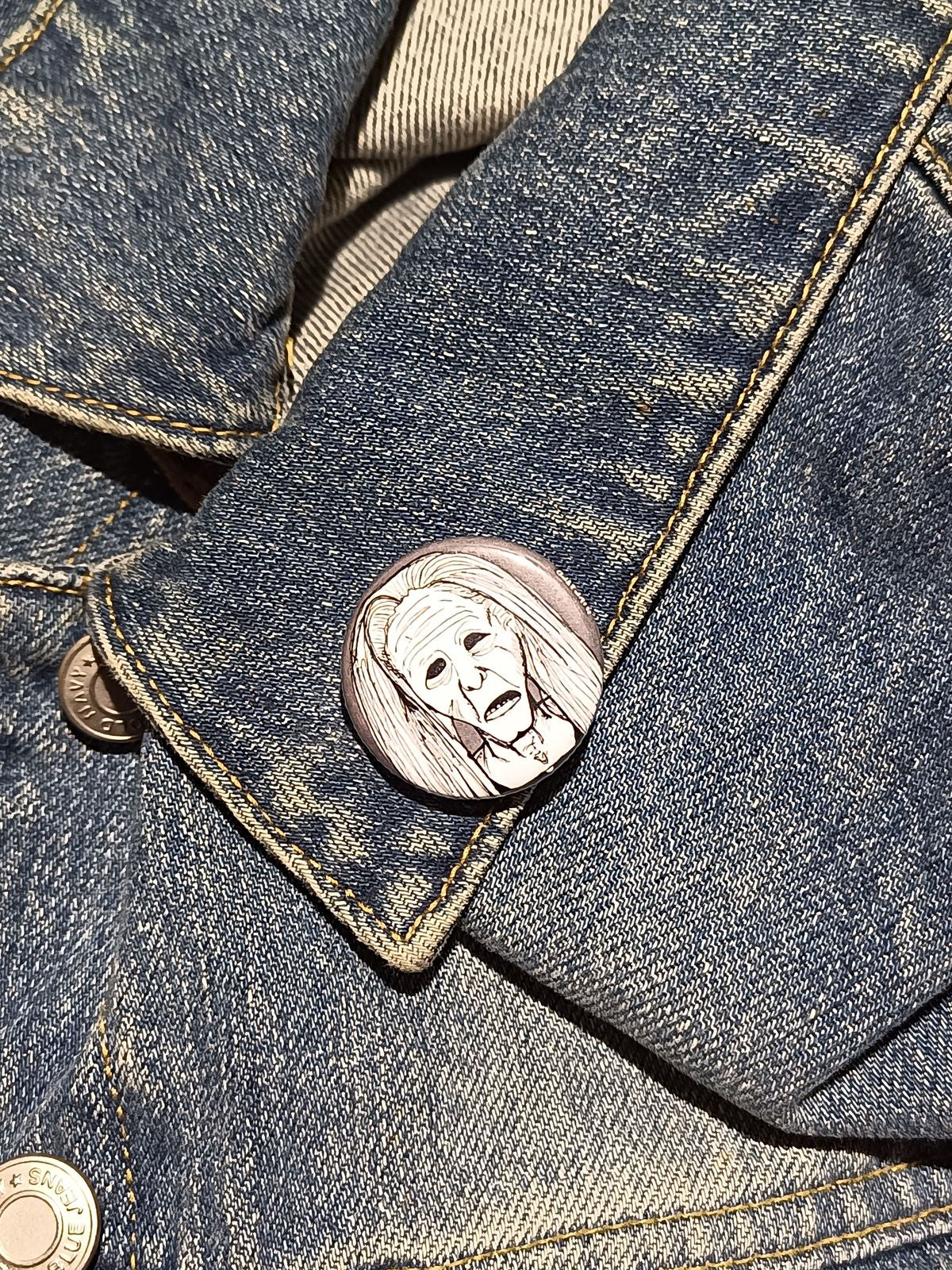 The Hag from Curtains Pin – Women of Horror Button Gift