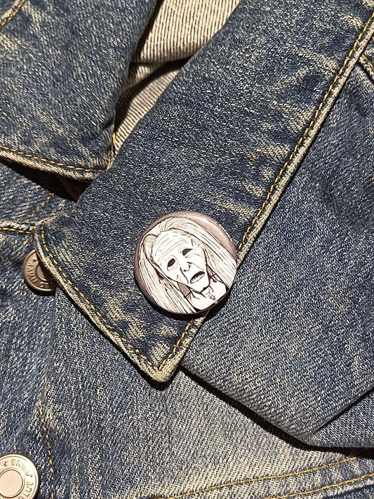The Hag from Curtains Pin – Women of Horror Button Gift