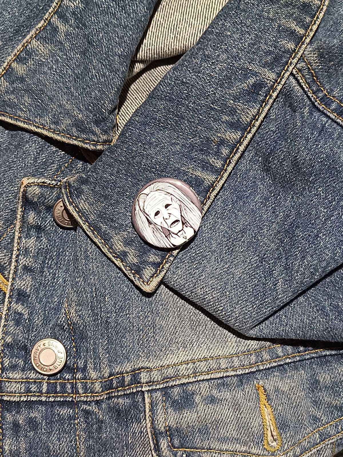 The Hag from Curtains Pin – Women of Horror Button Gift