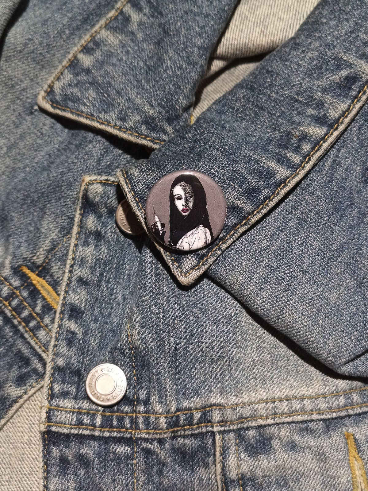 Asami Audition Pin – Horror Button for Women in Horror Fans