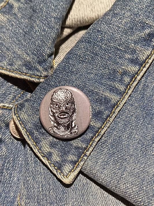 Gill Man Pinback Button – Black Lagoon Horror Collectible