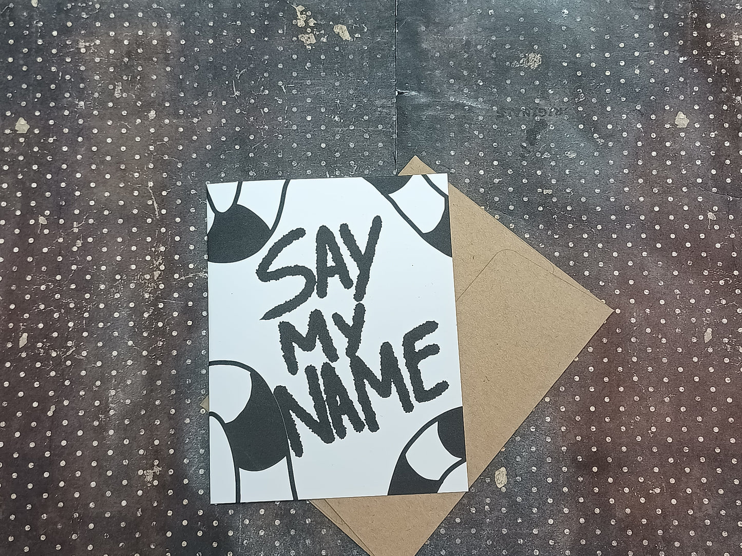 Say My Name Card – Quirky Snake Design, Spooky Fun Greeting, Beetlejuice Vibes