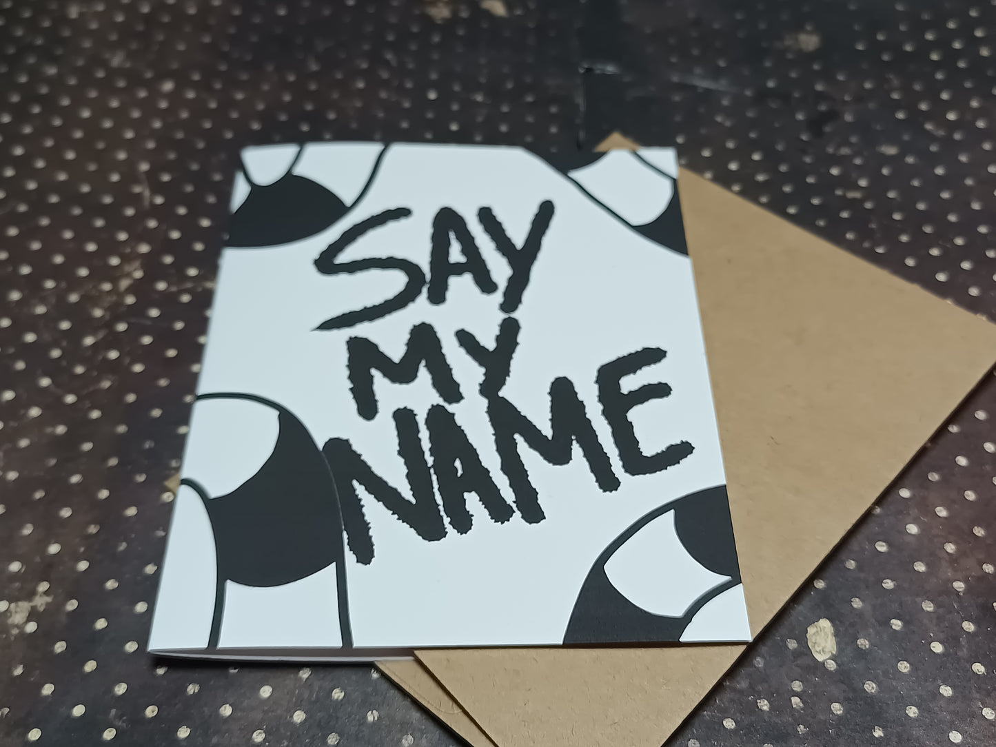 Say My Name Card – Quirky Snake Design, Spooky Fun Greeting, Beetlejuice Vibes