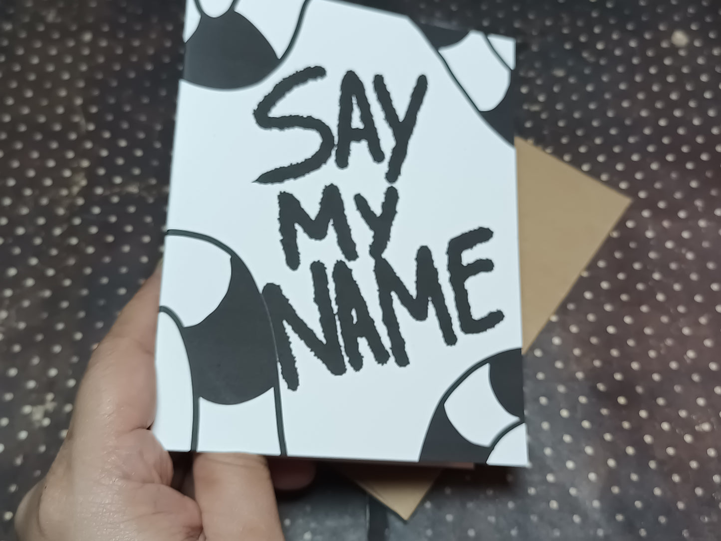 Say My Name Card – Quirky Snake Design, Spooky Fun Greeting, Beetlejuice Vibes