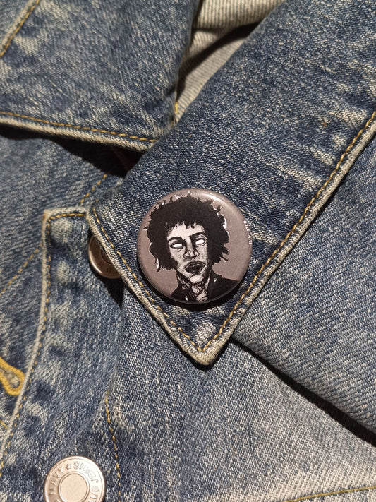 Jimi Hendrix Zombie Pin – Spooky Gift for Music & Horror Fans