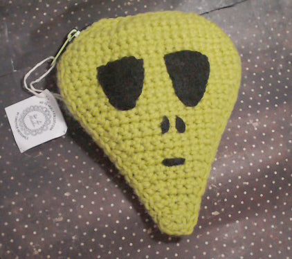 Neon Green Alien Zippered Pouch