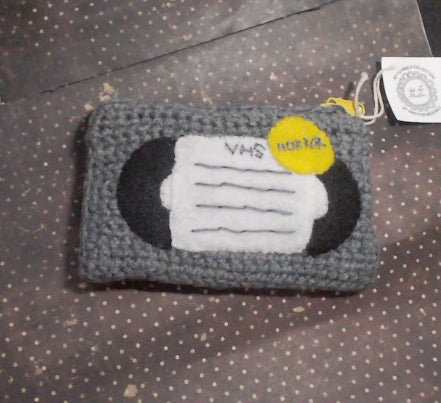 VHS Tape with Gray Writing Genre Horror Zippered Pouch