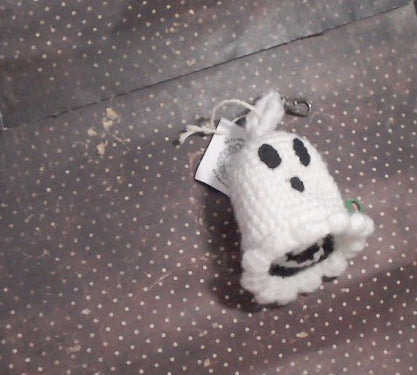 Ghostly Crocheted Zippered Pouch with Felt Eyes