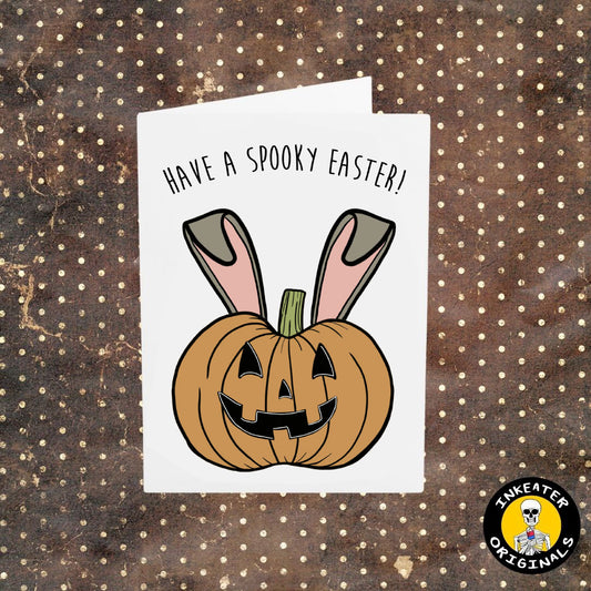 Have a Spooky Easter! Pumpkin with Bunny Ears Card