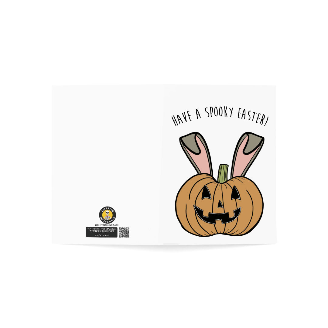 Have a Spooky Easter! Pumpkin with Bunny Ears Card