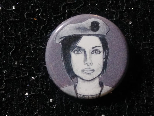 Spooky Jill Valentine Pinback Buttons - Celebrate the Women of Horror with Classic Resident Evil Character Art!