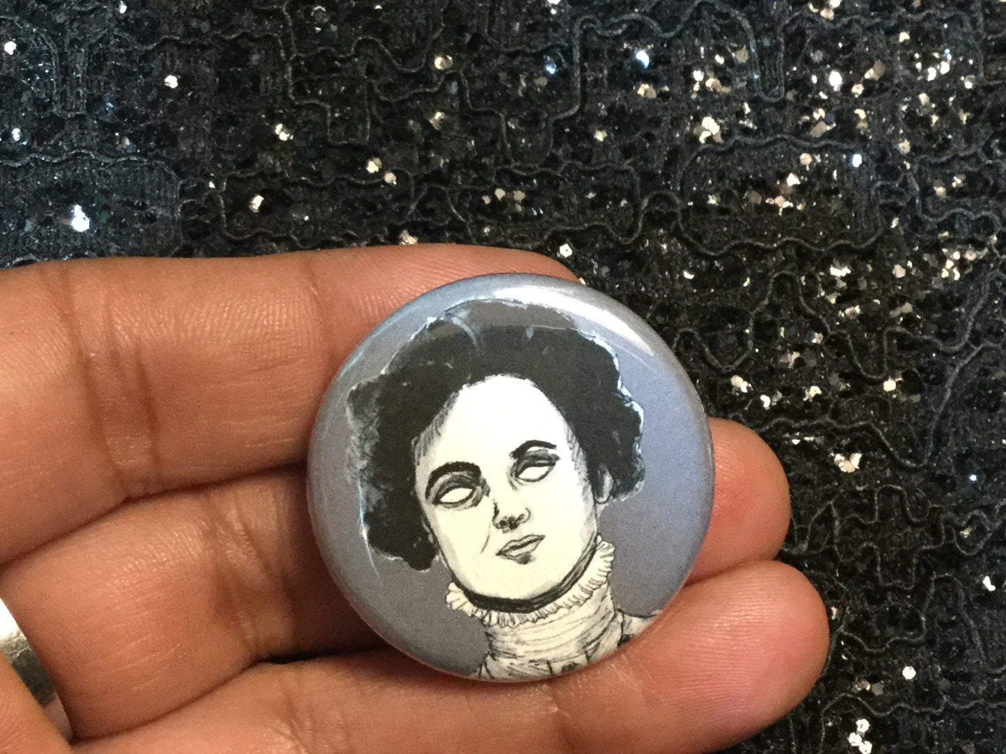 Emmeline Pankhurst Zombie pinback Button - Haunting Tribute to a Trailblazing Icon