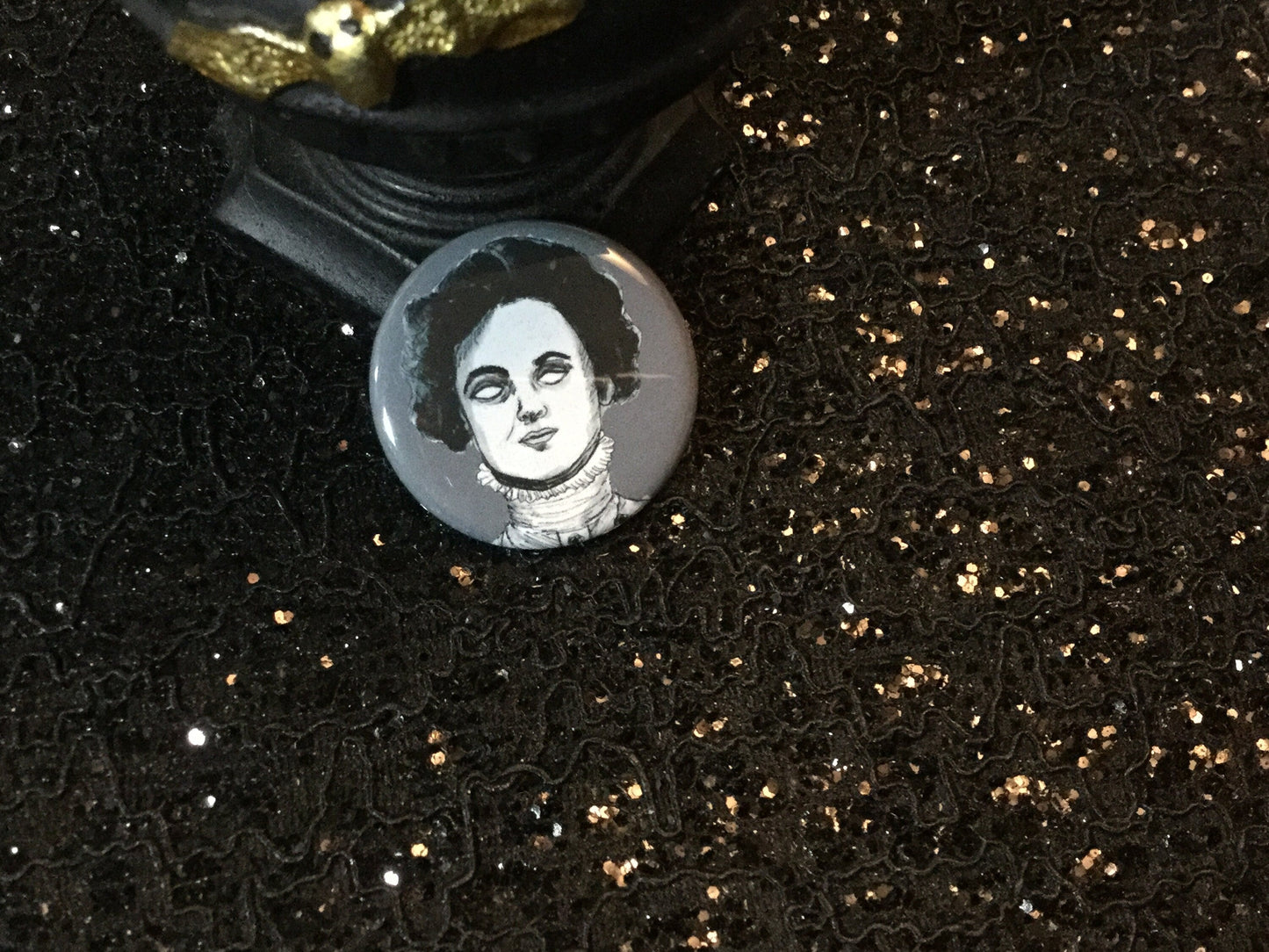 Emmeline Pankhurst Zombie pinback Button - Haunting Tribute to a Trailblazing Icon