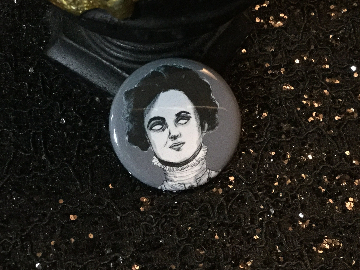 Emmeline Pankhurst Zombie pinback Button - Haunting Tribute to a Trailblazing Icon