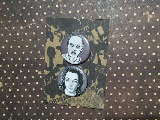 Hannibal & Clarice Couple Pins - Unique Horror Gift for Serial Killer Enthusiasts