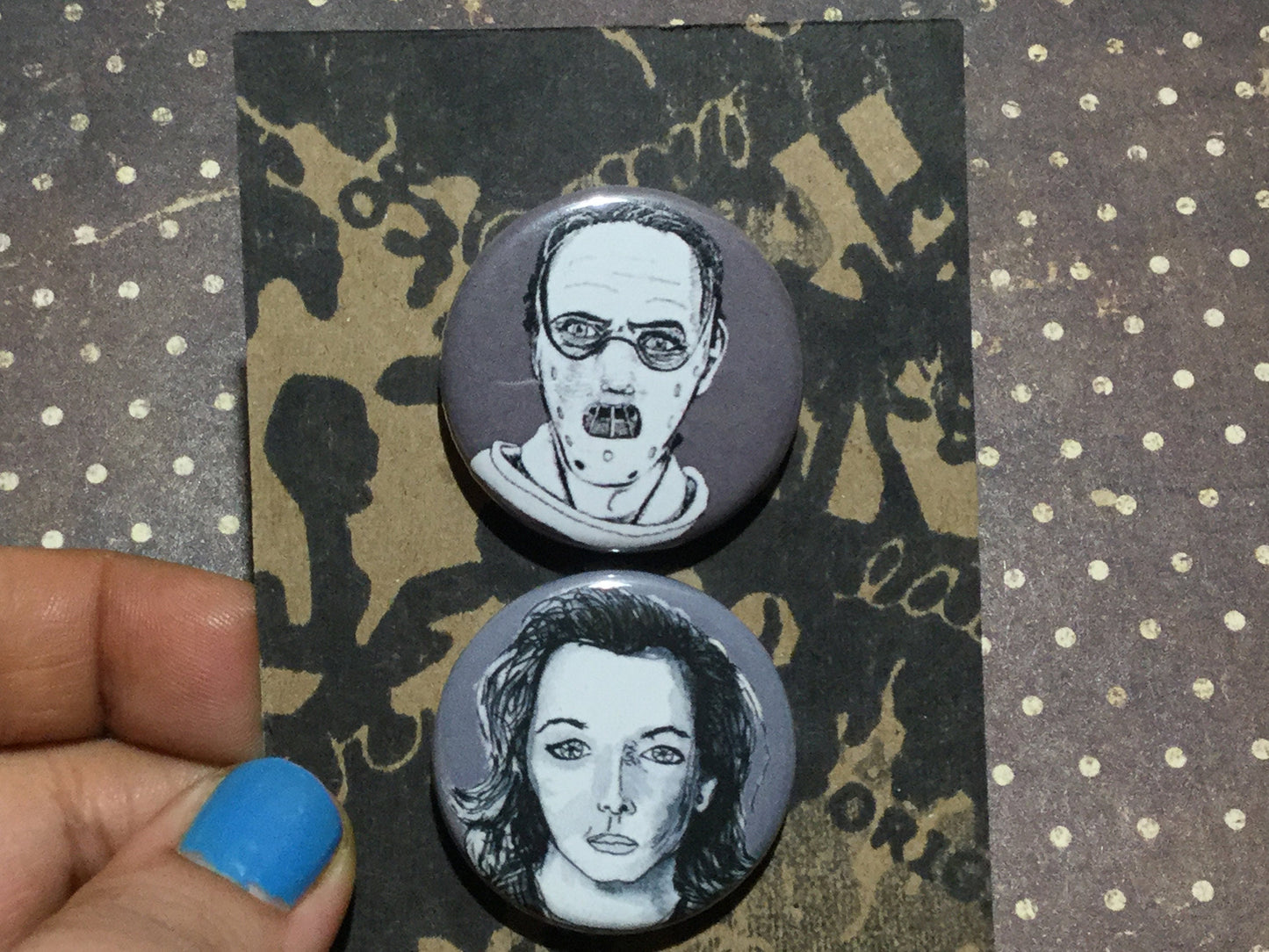Hannibal & Clarice Couple Pins - Unique Horror Gift for Serial Killer Enthusiasts