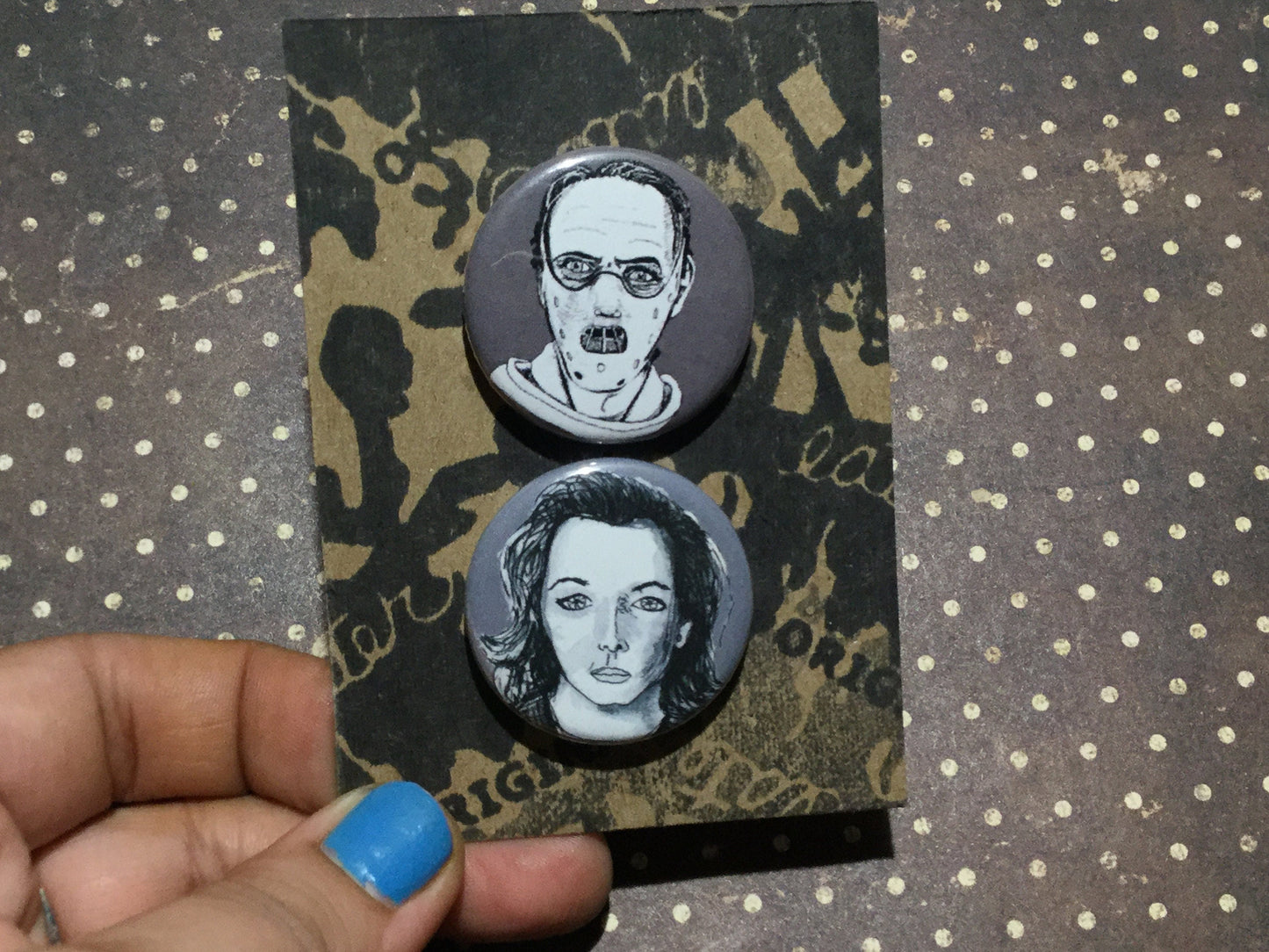Hannibal & Clarice Couple Pins - Unique Horror Gift for Serial Killer Enthusiasts