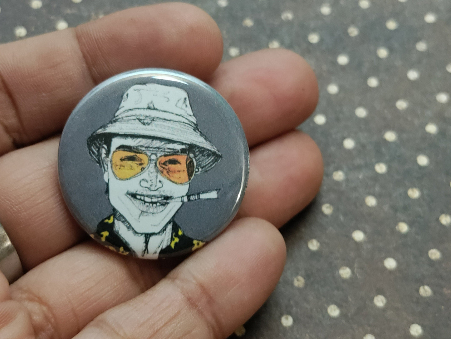 Hunter S. Thompson Pinback Buttons - Fear and Loathing in Las Vegas Author Collectibles