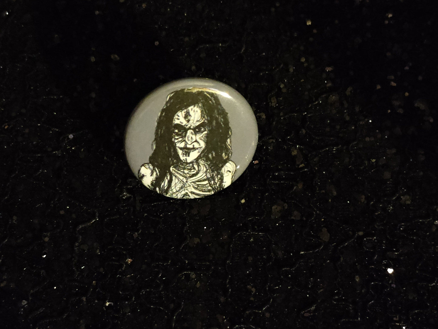 Diana Lights Out Pinback Button: Women of Horror Collection.