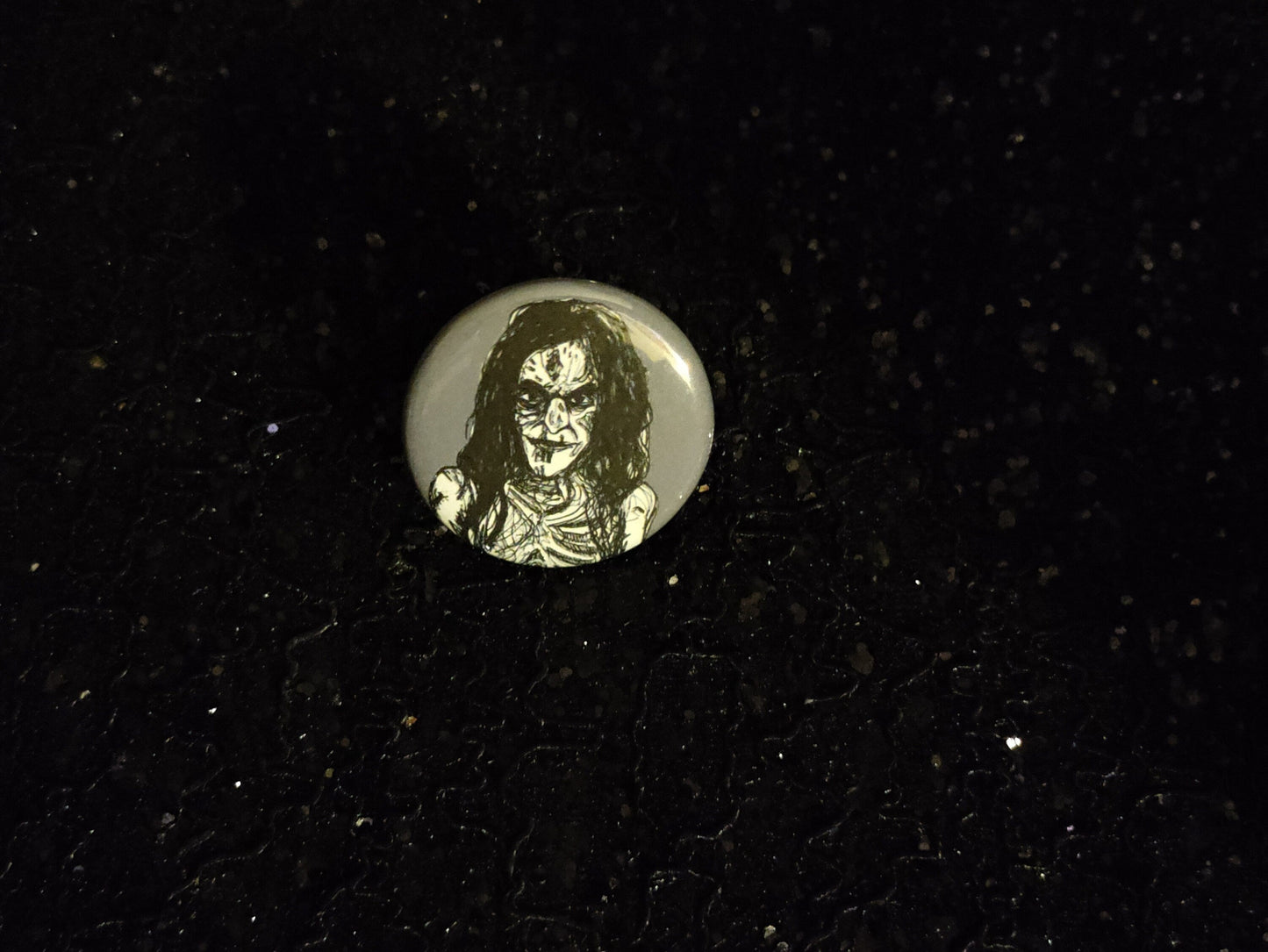 Diana Lights Out Pinback Button: Women of Horror Collection.